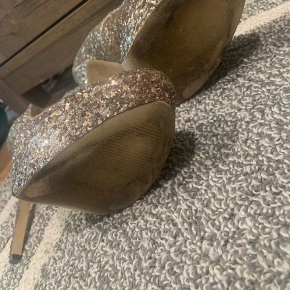 Women’s Formal Party Prom Sparkling 4” High Heels Size 8.5 Silver Rose-gold - Picture 9 of 12